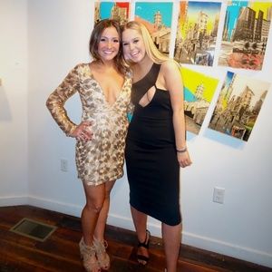 Gold Textured V Neck Dress